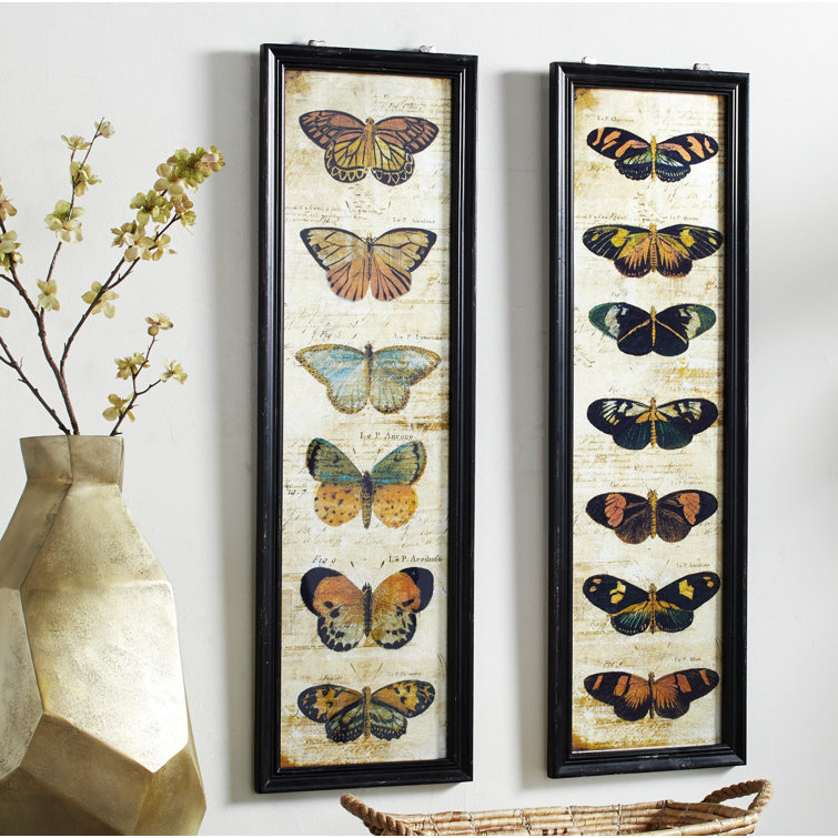 August Grove® Large Colorful Vintage Butterfly Reflective 2 Piece